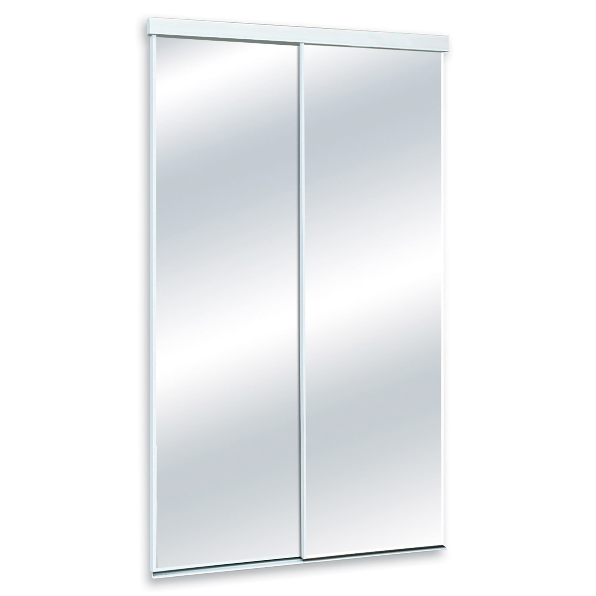 Porte miroir coulissante à cadrage blanc