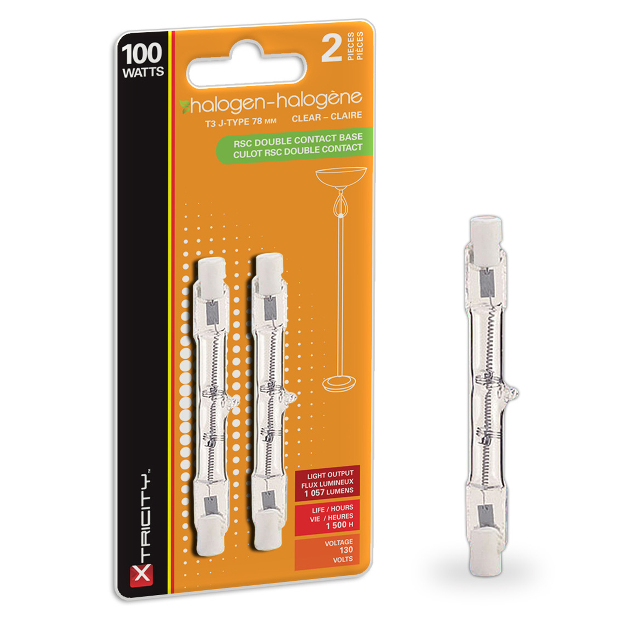 Ampoule halogène quartz T3 JType 78 mm claire Matério