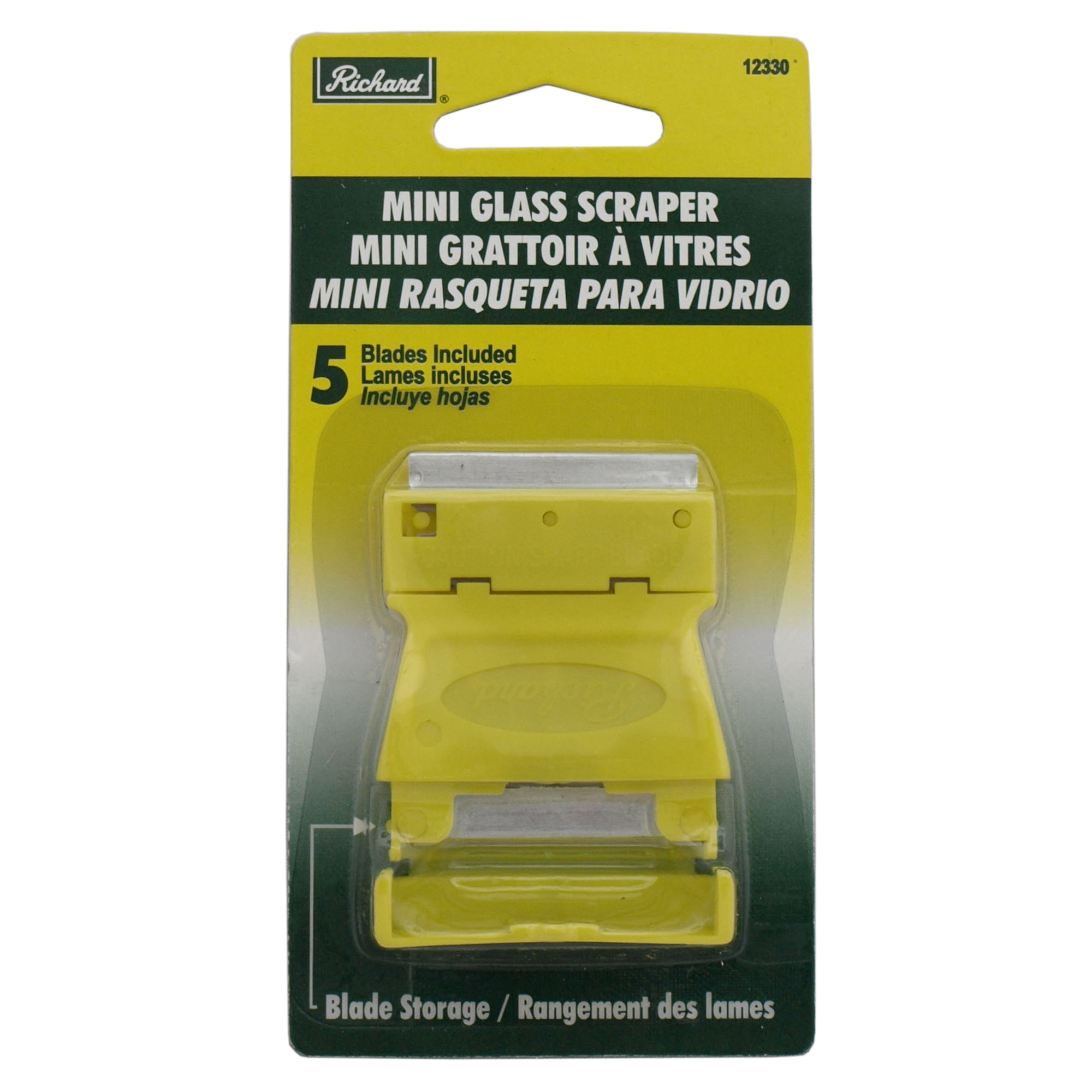 Mini grattoir à vitres 5 lames de rechange incluses