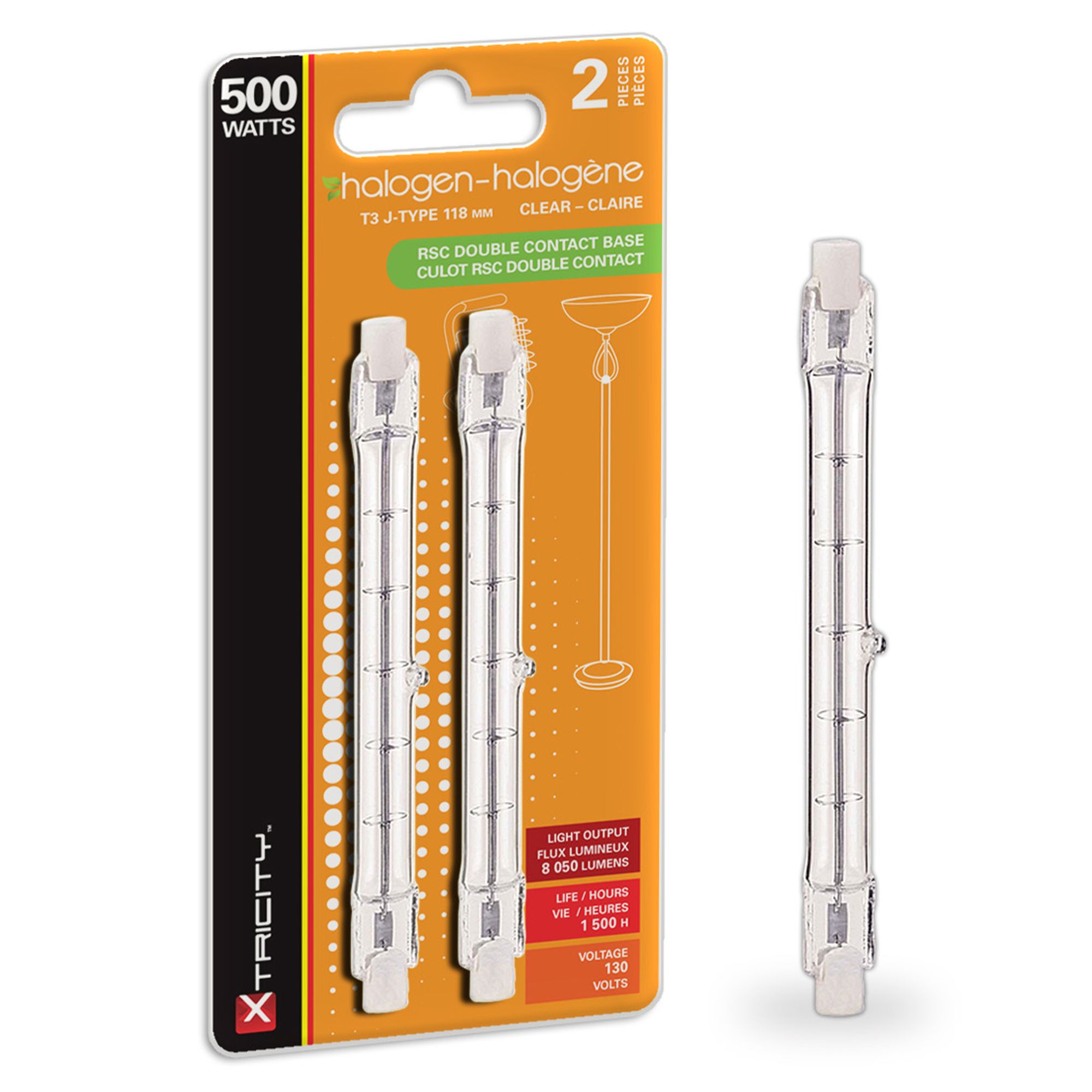 Ampoule Halogène Tube General Electric 500W 240V - 9700 Lumens Blanc Froid - Neuf En Emballage