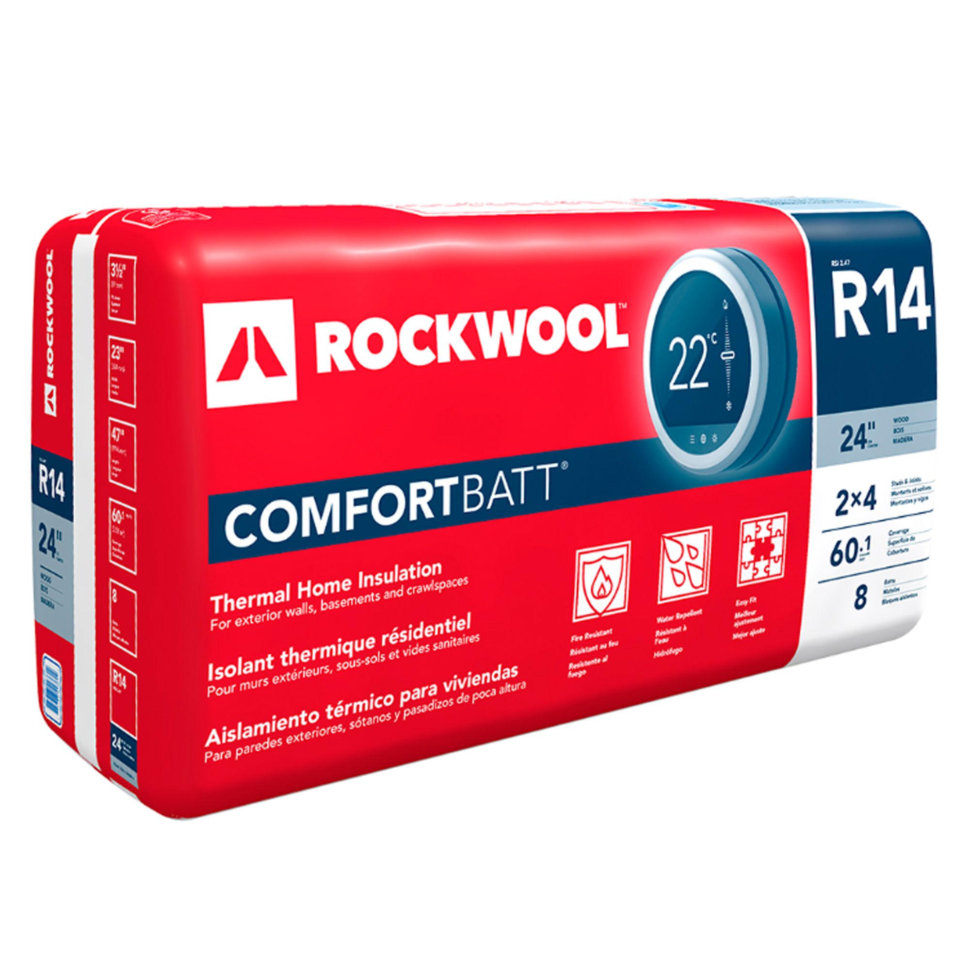 Laine isolante R-14 ComfortBatt 3 1/2 po x 23 1/4 po ROCKWOOL