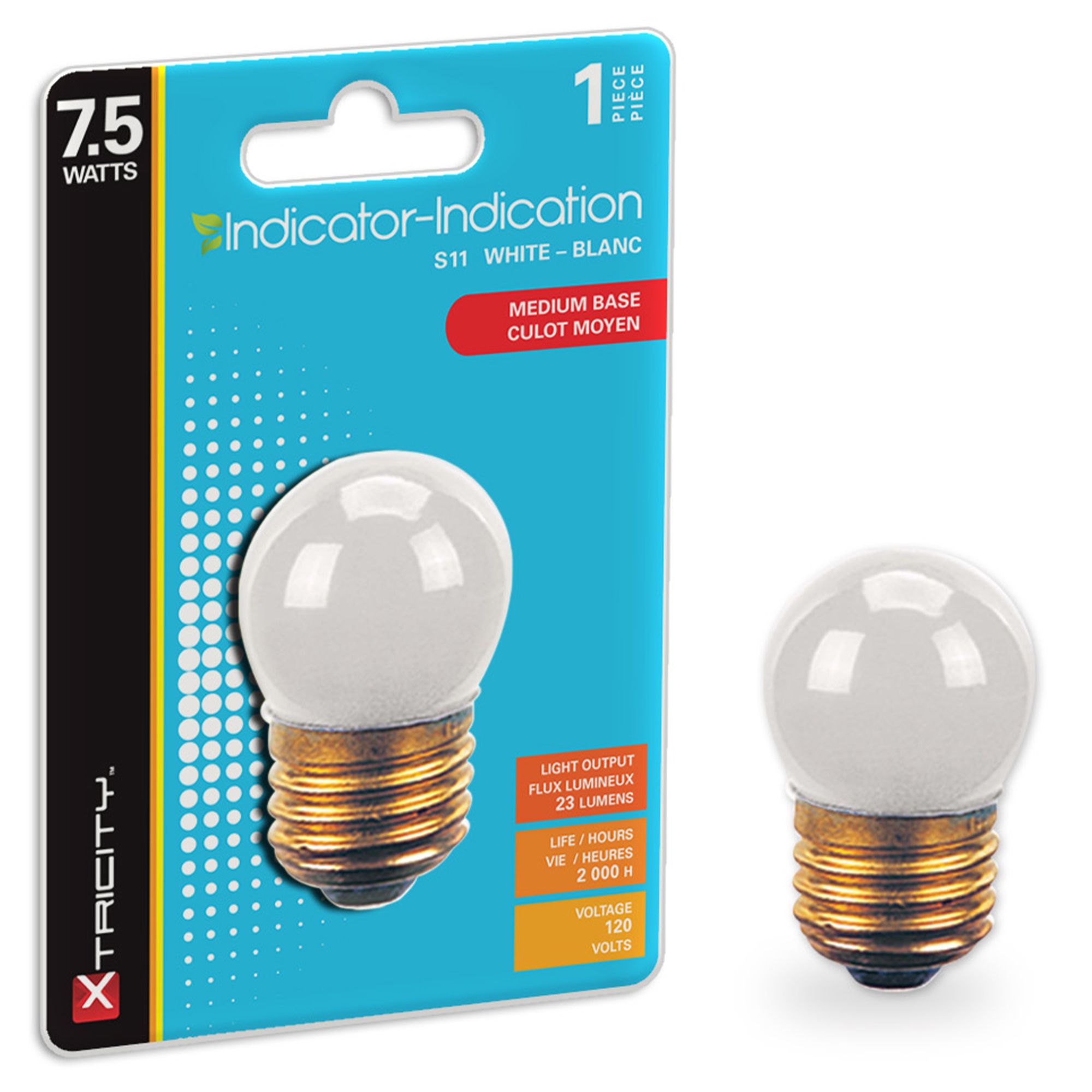 Ampoule incandescente S11 7,5 W blanche, culot moyen