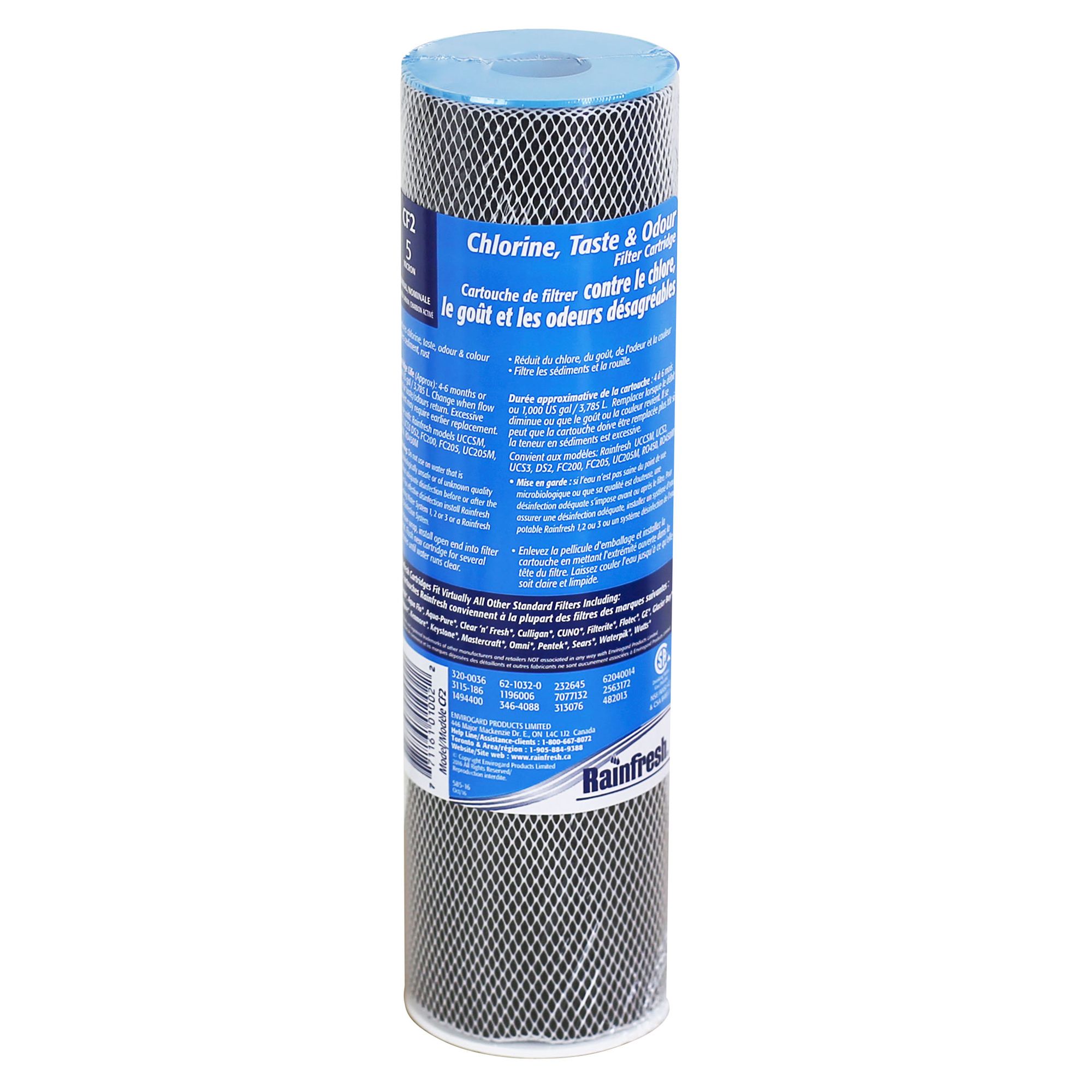 Cartouche 5 microns au charbon pour sédiments, goût et odeur