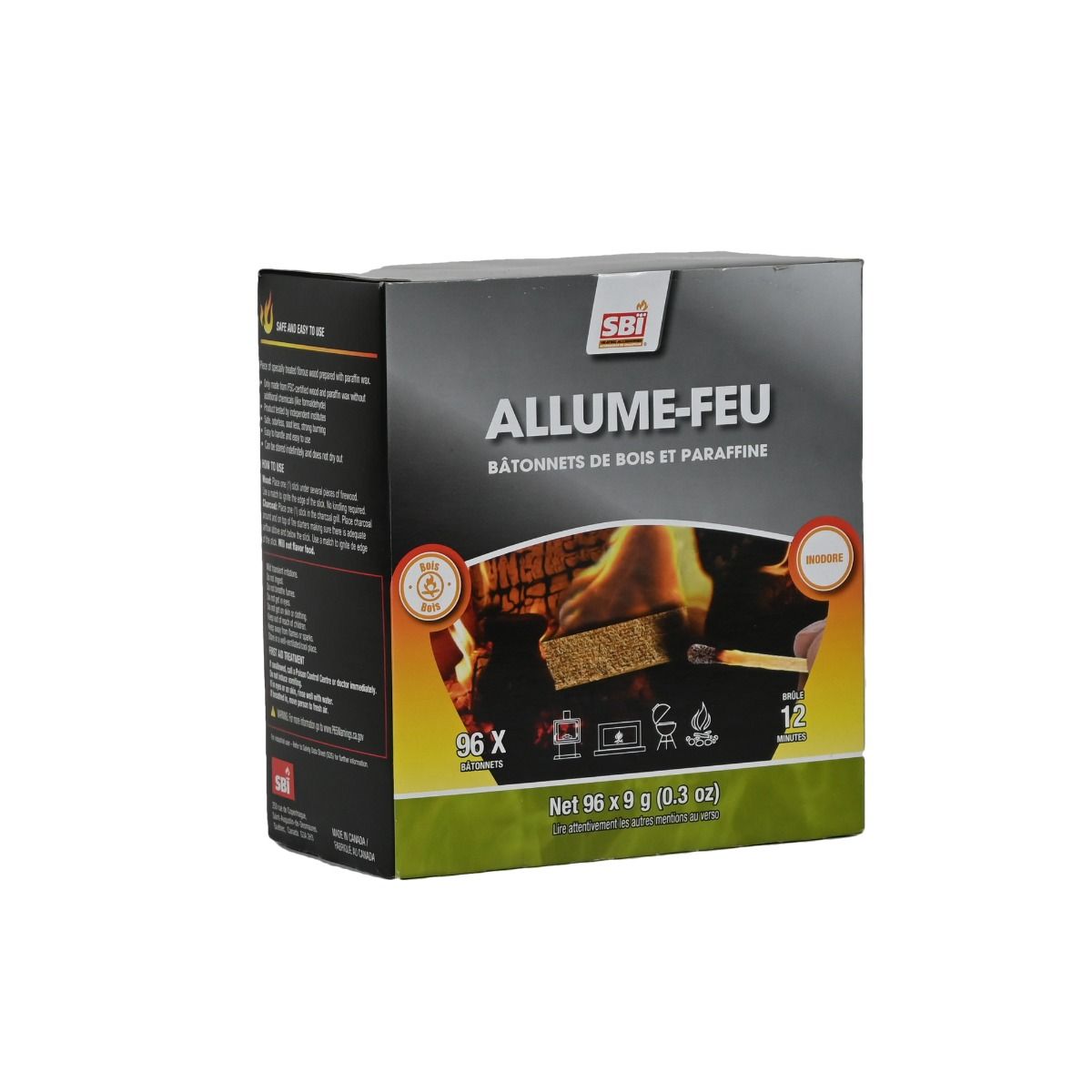 Allume-feu en bâtonnets de bois et paraffine