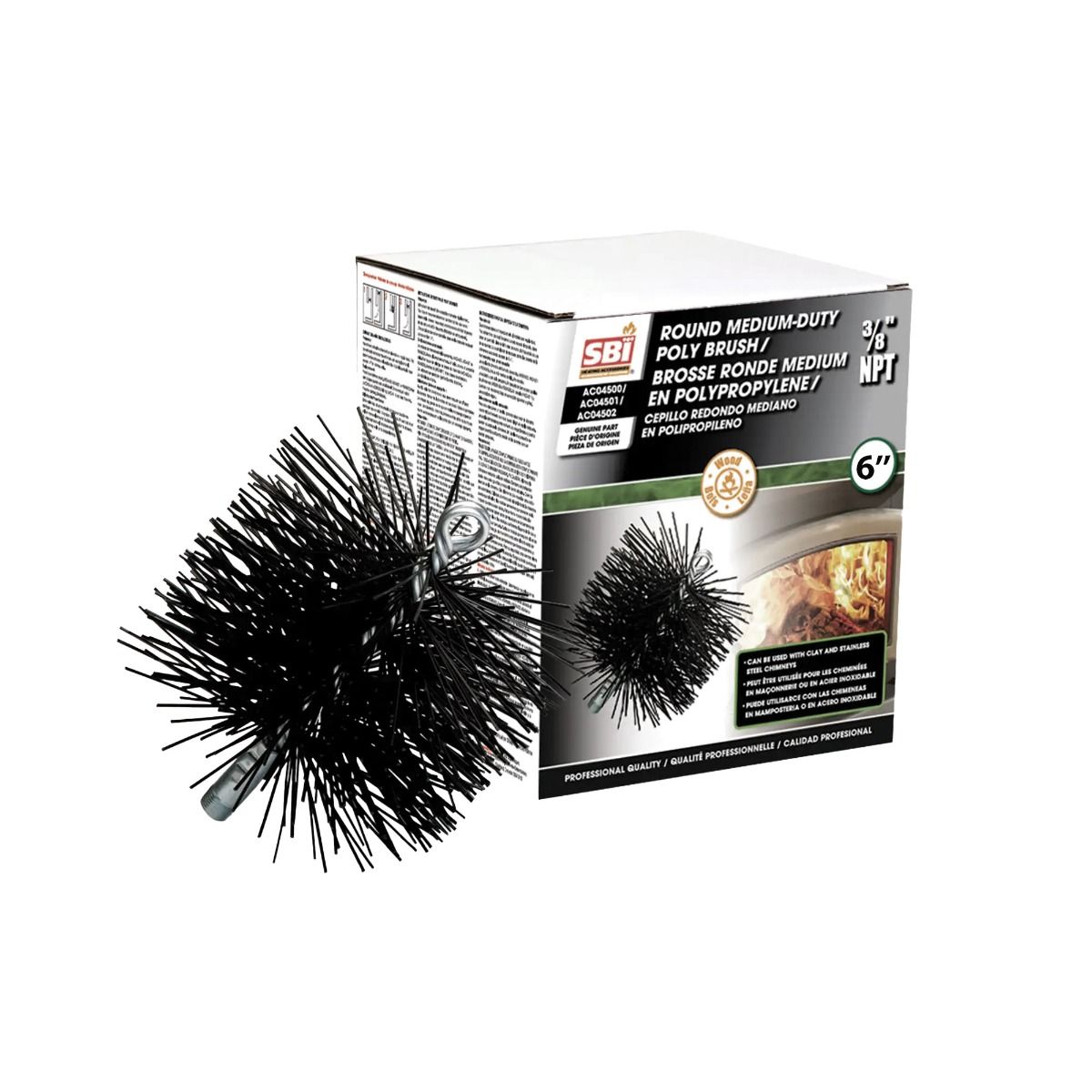 Brosse ronde médium en polypropylène 6 po
