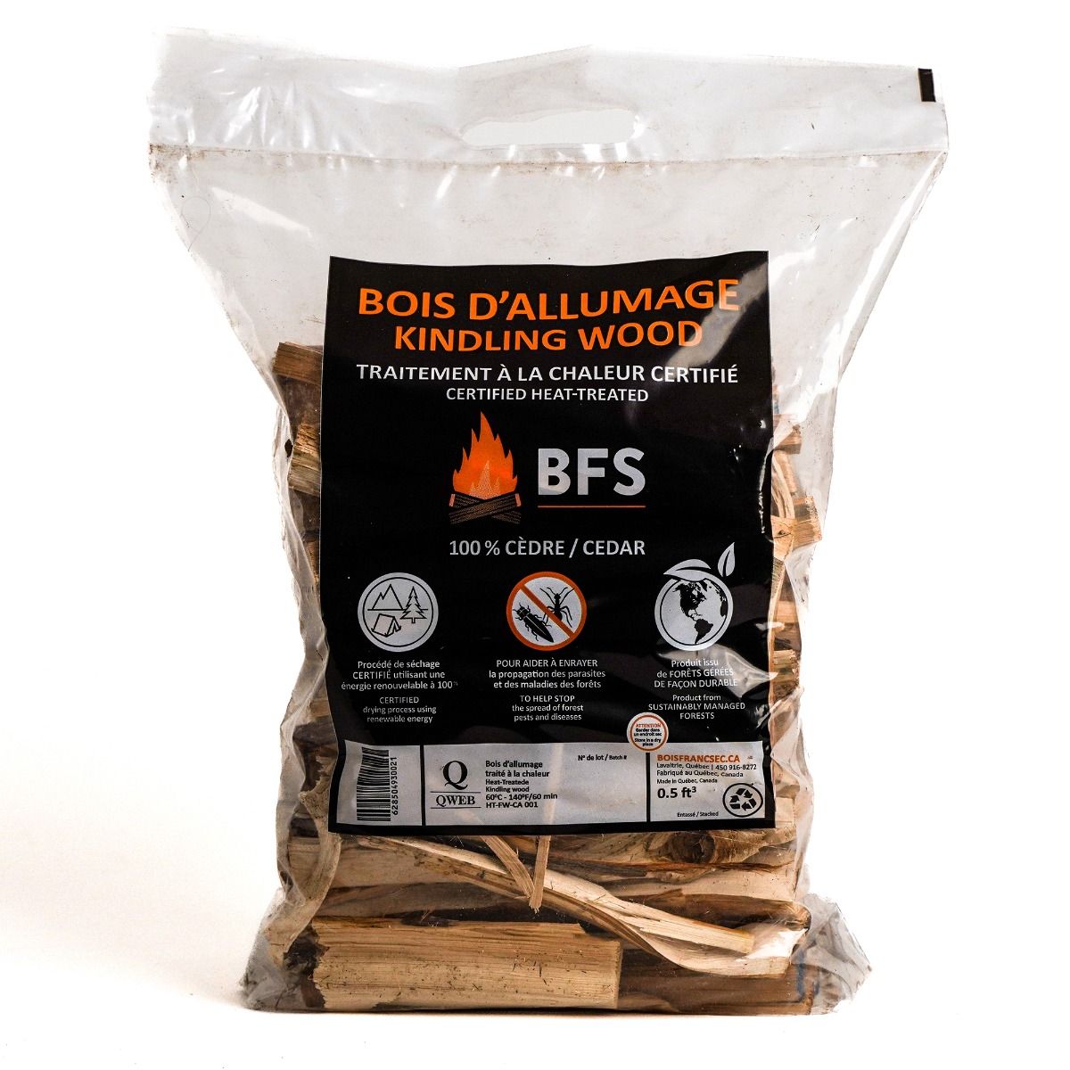 Bois d'allumage de cèdre 0,5 pi³