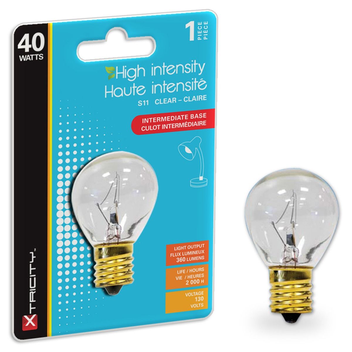 Ampoule incandescente S11 40 W claire, culot intermédiaire