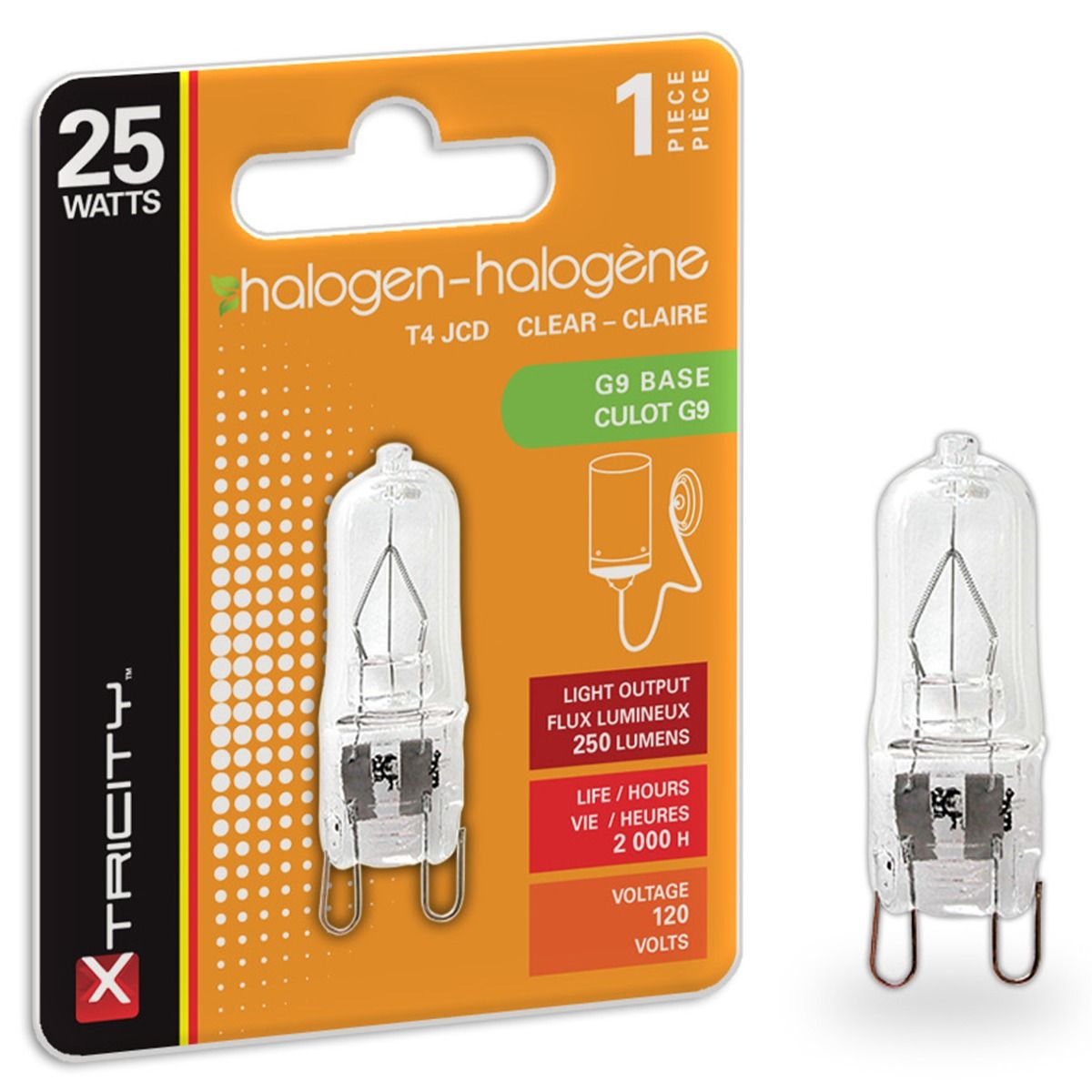 Ampoule halogène G9 25 W, claire