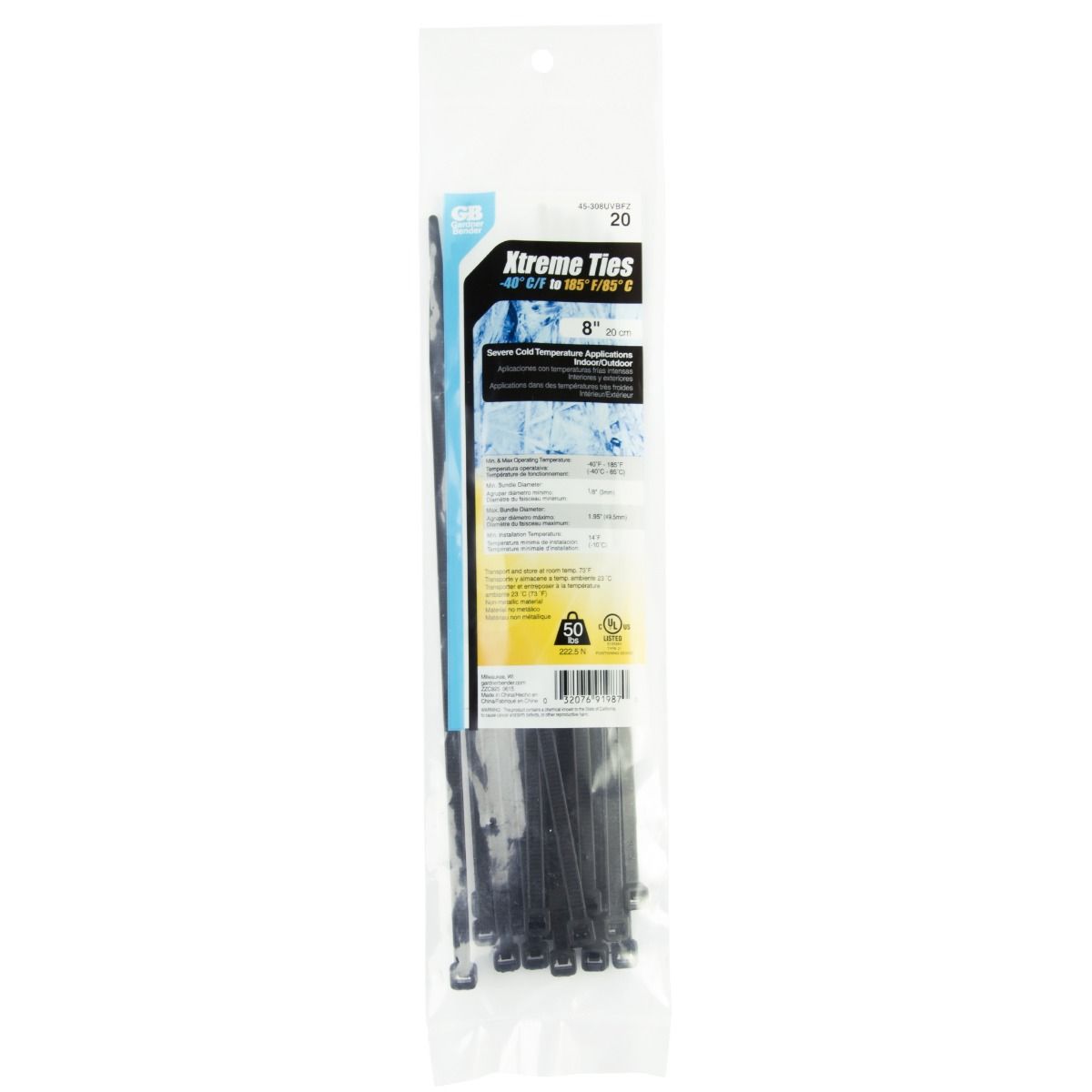 Attache autobloquante nylon 8 po