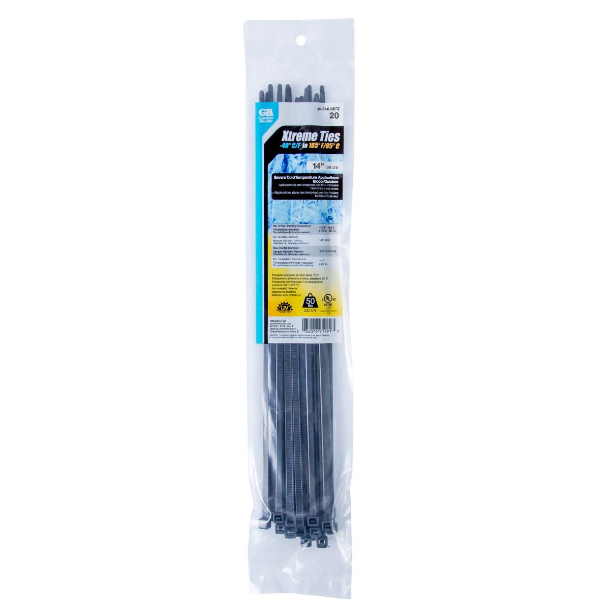 Attache autobloquante nylon 14 po