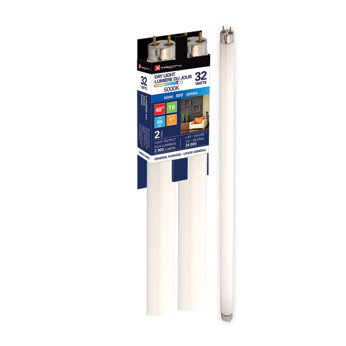 Tube fluorescent T8 48 po 32 W 5000 K (lumière du jour)
