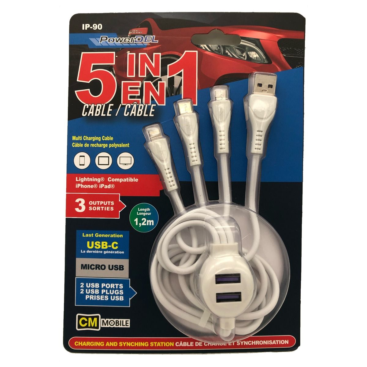 Câble de recharge USB multi-embouts