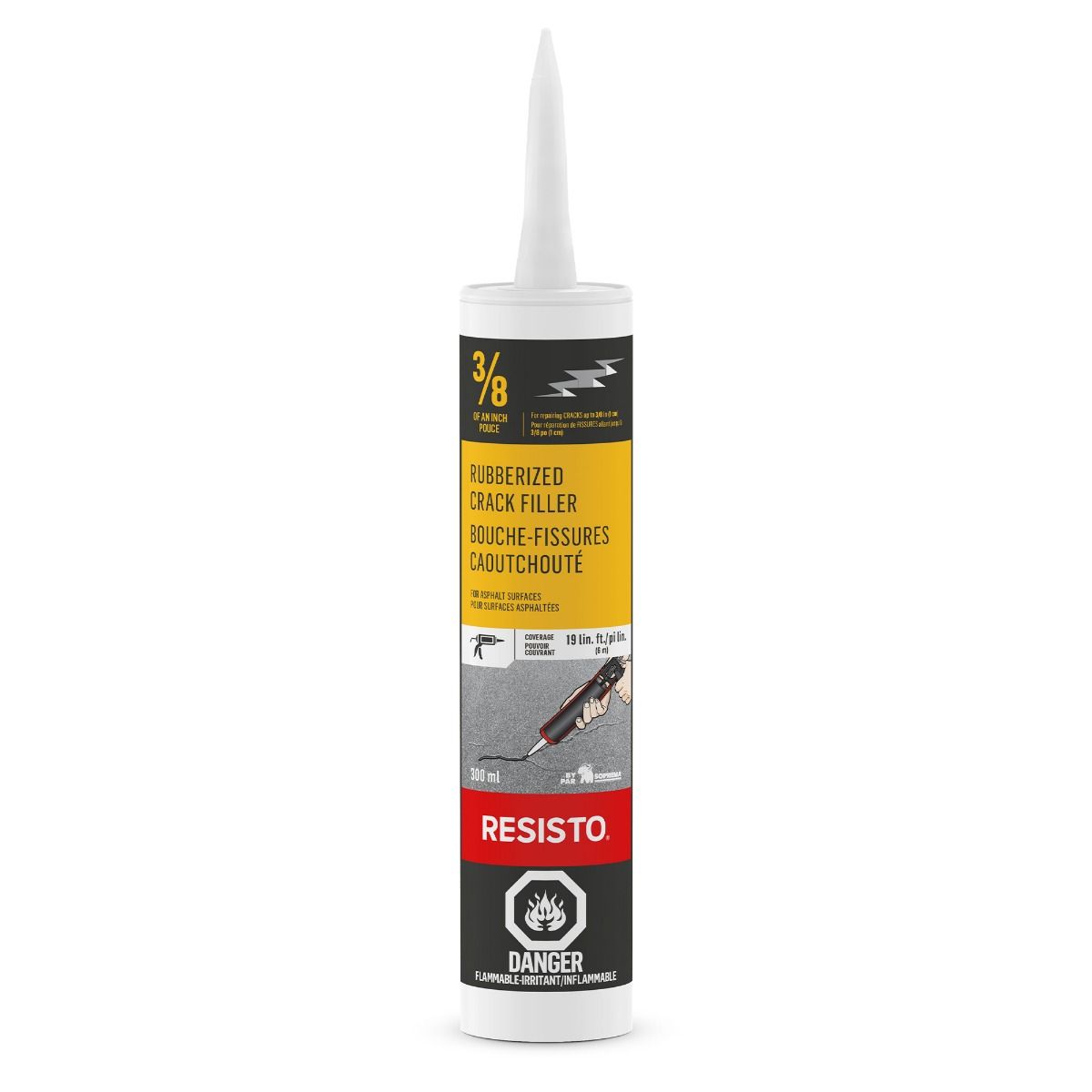 Bouche-fissures caoutchouté noir pour asphalte 300 ml