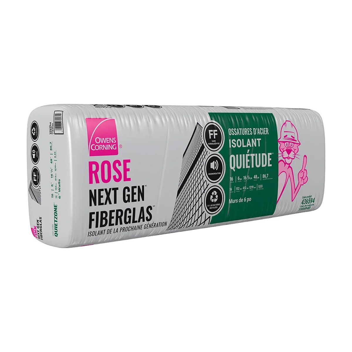 Laine insonorisante Quiétude Next Gen 6 po x 16 1/4 po OWENS CORNING