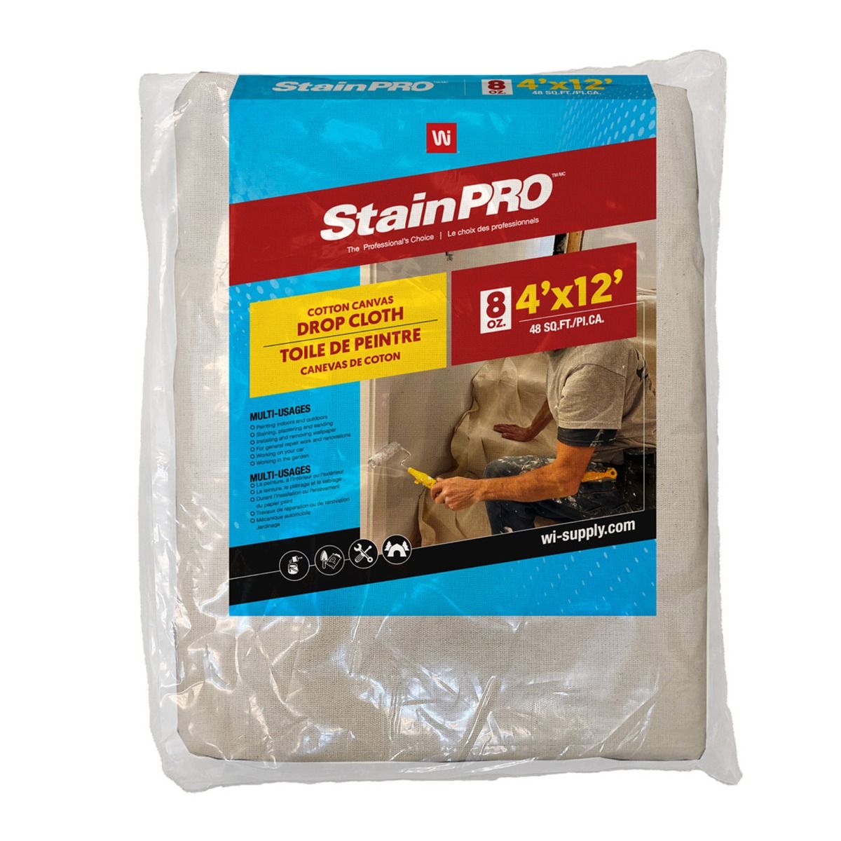 Toile de protection en coton 4 x 12 pi, 8 oz