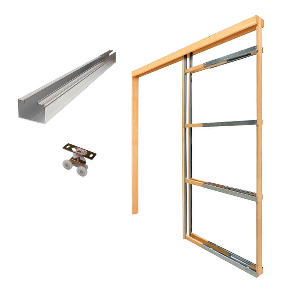 Bâti de porte escamotable assemblé avec rail et quincaillerie 30 po