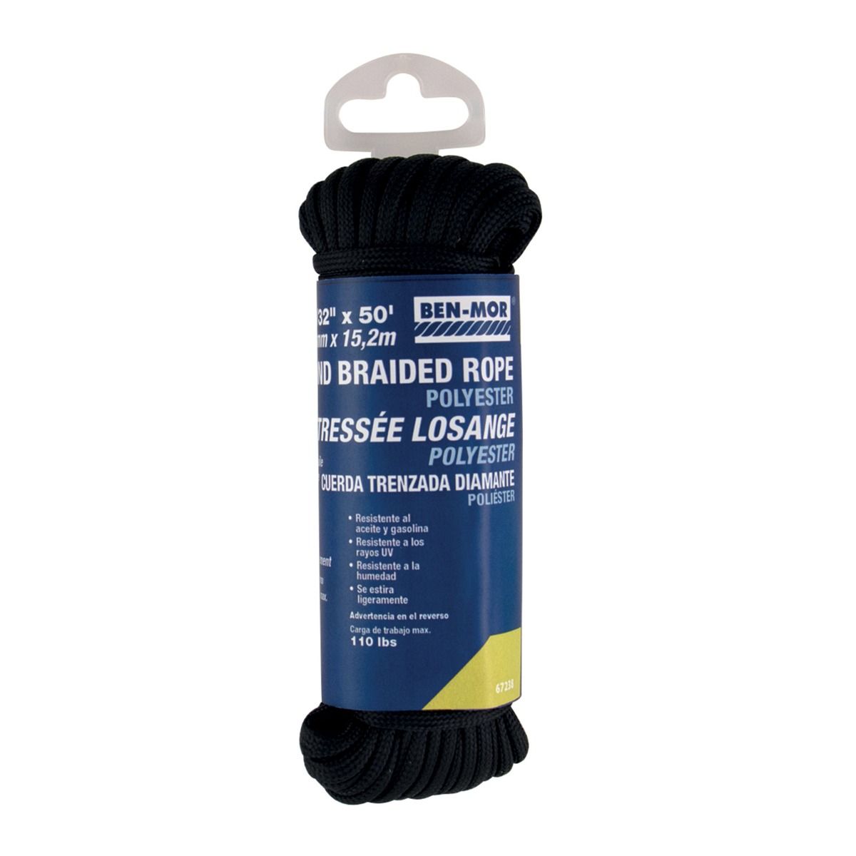 Corde de polyester tressée en losange noire 5/32 po