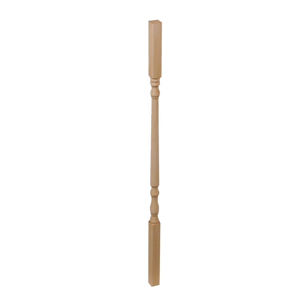 Barreau tourné en pruche pour escalier d'intérieur 36 po, modèle 3135-6-1 Dimensions : 1 1/4 po x 1 1/4 po x 36 po Composite : Bois de pruche Quantité : 1