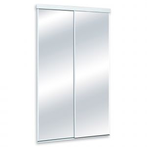 Porte miroir coulissante à cadrage blanc