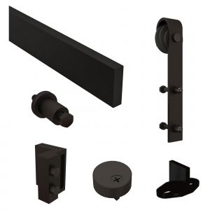 Ensemble de rail Pour porte à roulette Fini marron foncé