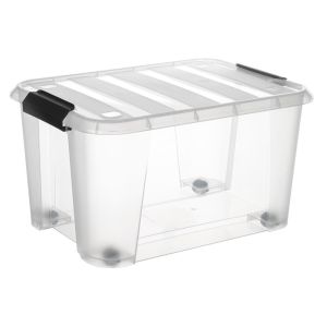 Contenant en plastique avec attaches clips 32 L 18.3 po x 12.5 po x 11 po.