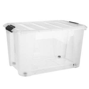 Contenant en plastique avec attaches clips 52 L 22.4 po x 15.4 po x 13.2 po.