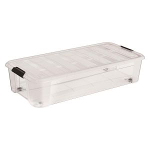 Contenant en plastique avec attaches clips pour dessous de lit 60 L.