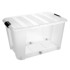 Contenant en plastique avec attaches clips 70 L 24.72 po x 17 po x 14.5 po.
