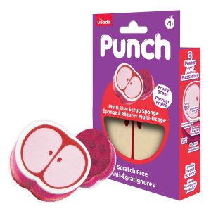 Éponge à récurer PUNCH multi-usage Pomme 3 couches performantes.