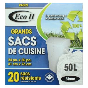 Sacs à ordures blancs de cuisine 50 L