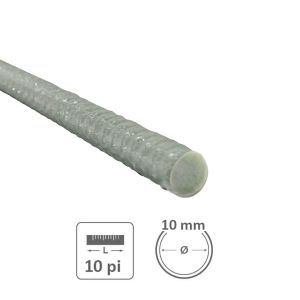 Barre d'armature en fibre de verre 10 mm x 10 pi