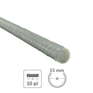 Barre d'armature en fibre de verre 15 mm x 10 pi