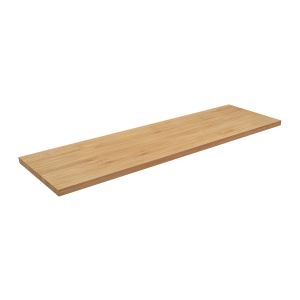 Comptoir en bambou naturel mesurant 1 1/2 pouces par 25 pouces par 96 pouces.