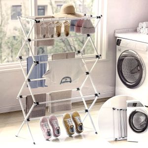 Sèche linge extensible en métal blanc