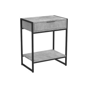 Table d'appoint en MDF gris ciment et métal noir avec 1 tiroir 