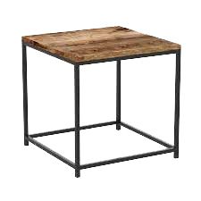 Table d'appoint MDF carré brun / métal noir