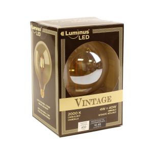 Ampoule filament DEL Vintage ambré G40 blanc chaud, intensité variable