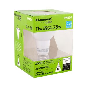 Ampoule DEL réglable PAR30 blanc brillant 3000 K