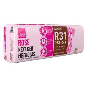 Laine isolante Rose Fiberglass Nouvelle Gen R31 Planchers et plafonds