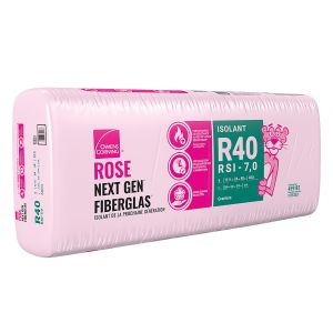 Laine isolante Rose Fiberglass Nouvelle Gen R40 Greniers