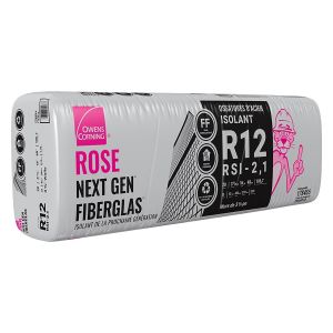 Laine isolante Rose Fiberglass Nouvelle Gen R12 Ossatures d'acier