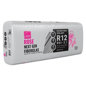 Laine isolante Rose Fiberglass Nouvelle Gen R12 Ossatures d'acier