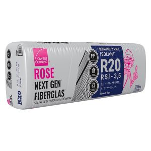 Laine isolante Rose Fiberglass Nouvelle Gen R20 Ossatures d'acier