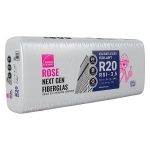 Laine isolante Rose Fiberglass Nouvelle Gen R20 Ossatures d'acier