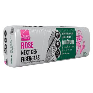 Laine isolante et insonorisante Rose Fiberglass Nouvelle Gen Quiétude Ossatures d'acier