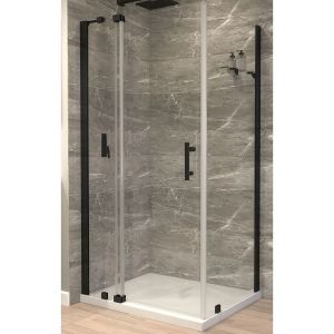 Douche rectangulaire avec porte à ouverture et base en acrylique