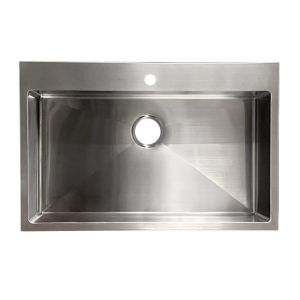 Évier simple en acier inoxydable brossé 31 3/8 po x 20 5/8 po x 9 po Crépine et quincaillerie incluse.