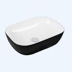 Lavabo en porcelaine noir et blanc