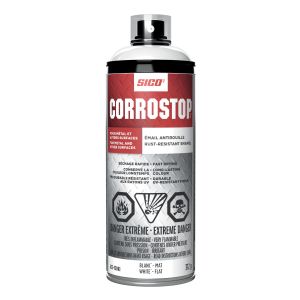 Peinture antirouille en aérosol CORROSTOP ultra blanc mat 312 g.