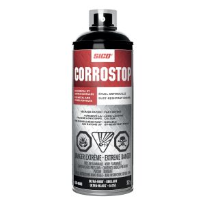Peinture antirouille en aérosol CORROSTOP ultra noir brillant 312 g.
